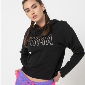 Puma Fusion Crop Womens Pullover Hoodie Black